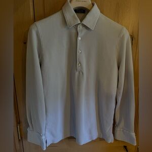 Loro Piana Men's Long-Sleeve Polo in Light Beige